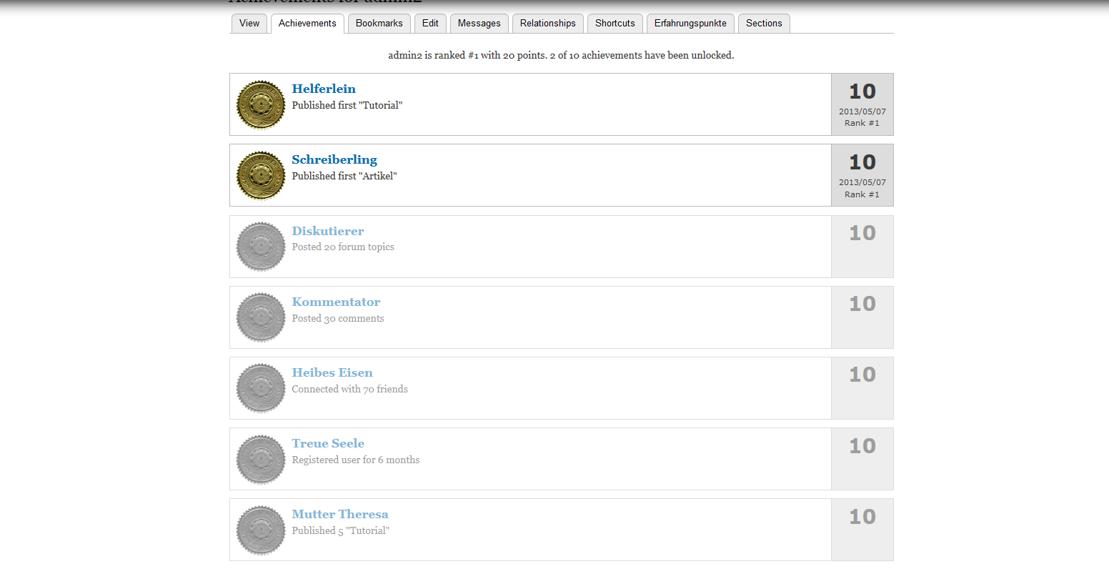 Drupal: Award badges to users for Achievements