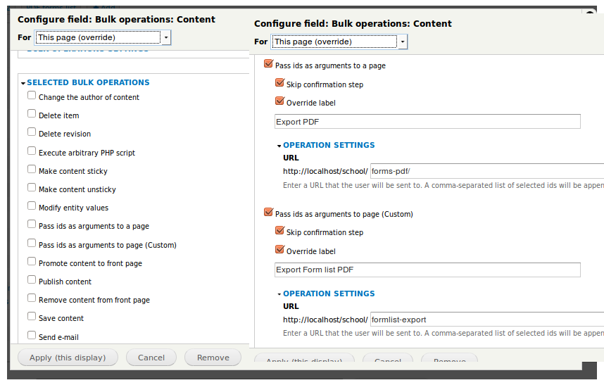 Views Bulk Operations add another Pass ids as arguments to page